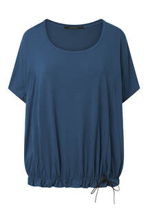 Shirt met elastiek in boord blauw - €79,50